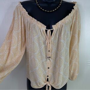 Hippie Rose Crop Top Off-Shoulder Women’s Size L BoHo Cottagecore Summer Blouse